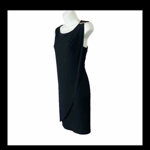 Jessica Simpson NWT Women's Draped Sheath Sleeveless Ity Dress Black & Gold sz10